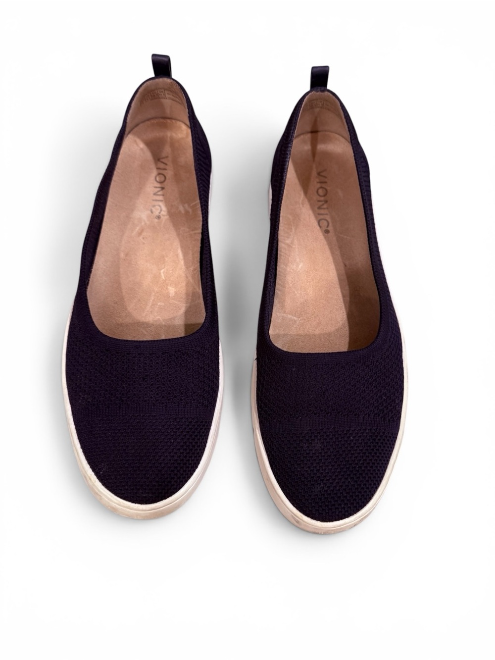 Vionic Navy Slip-On Knit Flat with White Sole